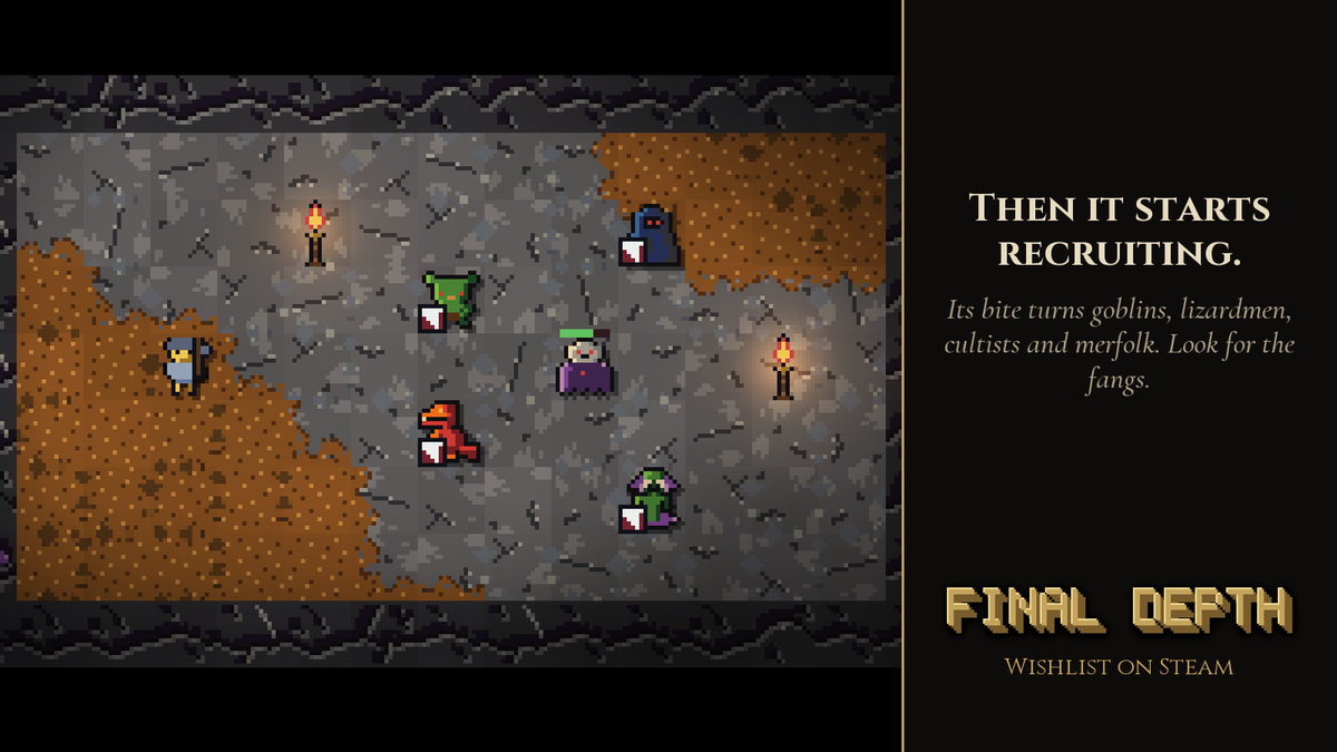 quickbigly's tweet photo. Vampires will not only heal on damage they deal to you, they can bite other monsters and make them vampiric as well 🧛 

Your best option is to dispatch them sooner rather than later 💪 

#gamedev #indiegame https://t.co/SYj2cnFibL