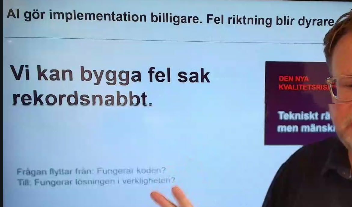 kentlundgren's tweet photo. När AI skriver, testar och deployar: vem kvalitetssäkrar verkligheten? #IThuset https://t.co/LAkKnk9Zp4 https://t.co/hPAWW7qObF