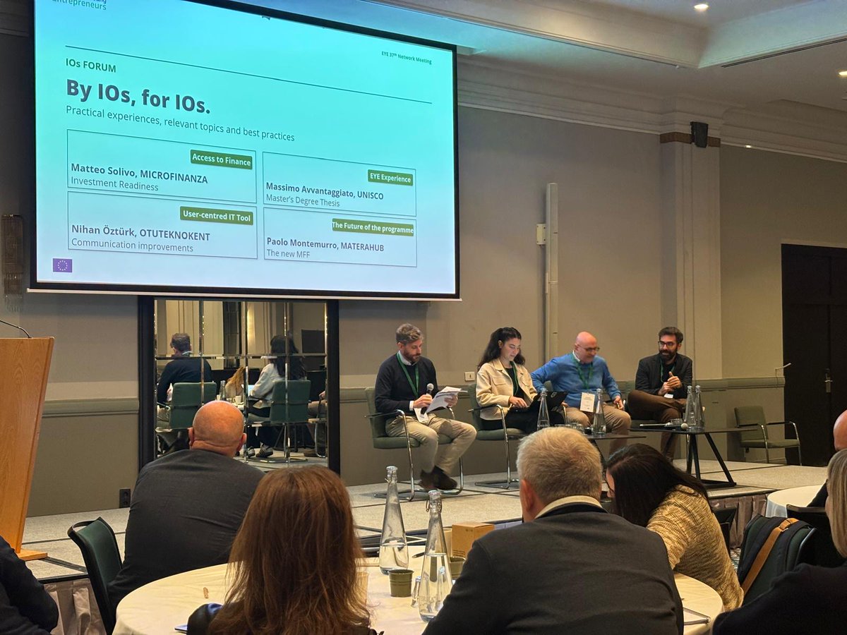 CCompostela's tweet photo. Particiamos en Bruselas en la 37.ª Network Meeting del Erasmus for Young Entrepreneurs @EYEprogramme : foro, talleres, matchmaking entre emprendedores y sinergias con European Digital Innovation Hubs. Cofinanciado por la Comisión Europea. #EYE https://t.co/An6sJW3bXv