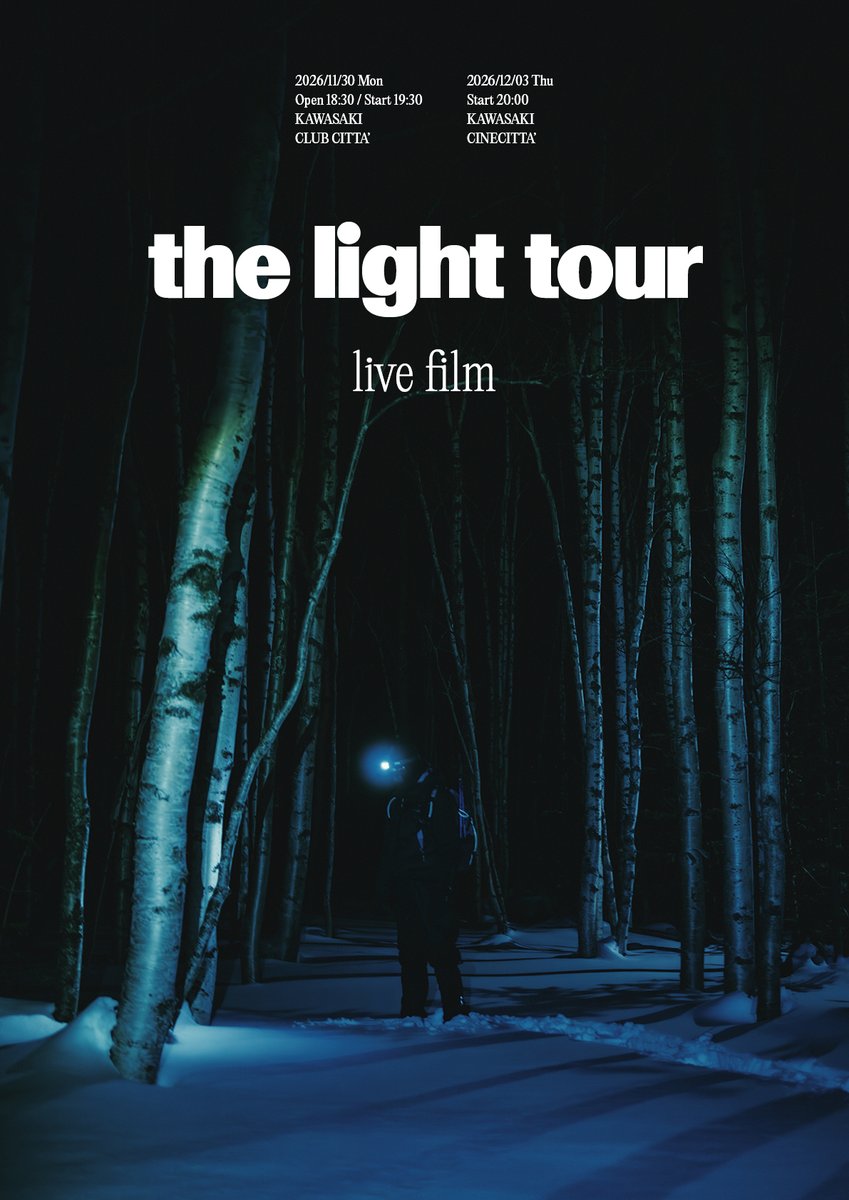 ssm_official__'s tweet photo. ▍JJJ @__j_j_j__ 
JJJの出身地川崎で『the light tour live film』上映決定
本日10/23(金)正午12:00より、チケットのオフィシャル先行受付を開始。

『the light tour live film』は、 昨年6月19日(木) 東京 Kanadevia Hall (TOKYO DOME CITY HALL)にJJJの仲間達が集結して開催したライブの模様を全曲ノーカットでお届けします。

----------------------------------------------------
『the light tour live film』
JJJ w/ Aru-2 & Step Bros (Benjazzy、BIM、Campanella、C.O.S.A.、Daichi Yamamoto、ISSUGI、KEIJU、KID FRESINO、KM、MONJU（仙人掌、Mr.PUG、ISSUGI）、OMSB、SPARTA、STUTS、Tiji Jojo、VaVa、仙人掌）
※出演者の登壇はございません。

◉2026/11/30(月) 
OPEN 18:30 / START 19:30
会場 : 川崎 CLUB CITTA'
料金 : オールスタンディング 2,800円 (D代別)

◉2026/12/03(木) 
OPEN 19:45 / START 20:00
会場 : 川崎CINECITTA' CINE10
料金 :  指定席 2,800円

チケット詳細はこちら
https://t.co/yGYzzlBLyJ