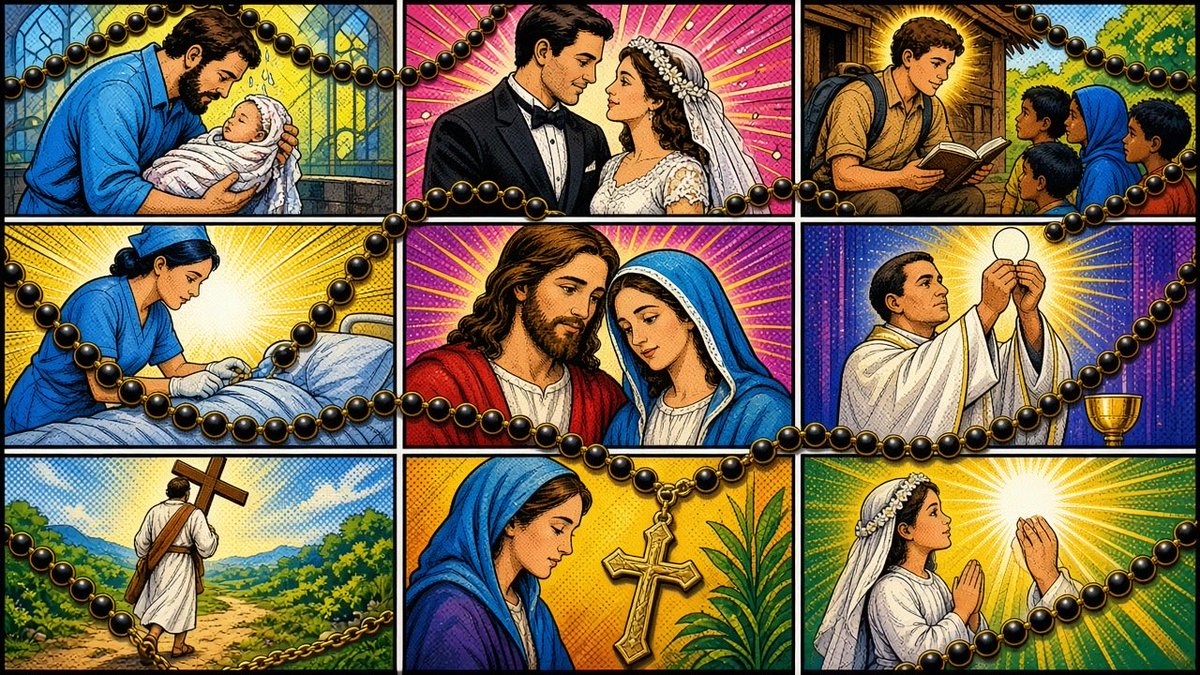 RosaryFreak's tweet photo. Feeling directionless? Saint John Paul II, whose feast is today, gave us the Mysteries of Light. They show we are claimed, called, and made for self giving love. Pray them and ask God your purpose. 🌟 #PrayTheRosary #JPII #Catholic https://t.co/JZtpEsgSrW