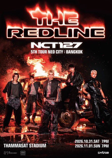 TicketingAsia's tweet photo. 💎 NCT 127 5TH TOUR 'NEO CITY : BANGKOK - THE REDLINE' 💎
📅 日時：
 * 2026年10月31日(土) 7:00 PM 開演
 * 2026年11月1日(日) 7:00 PM 開演
📍 会場：THAMMASAT STADIUM（タイ・バンコク ธรรมศาสตร์ スタジアム）
🎟️ 料金：価格お問い合わせ（NCT 127によるバンコク・スタジアム公演の代行予約を受付中！）
👤 Artist & Organizer：
 * 出演：NCT 127 (엔시티 127)
 * 主催・制作：SM ENTERTAINMENT / DREAM MAKER ENTERTAINMENT / SM True
━━━━━━━━━━━━━━━━━━
✨ 取扱座席・案内ガイド
 * 圧倒的なパフォーマンスを誇る NCT 127 のワールドツアー『NCT 127 5TH TOUR 'NEO CITY : BANGKOK - THE REDLINE'』タマサート・スタジアム2デイズ公演をフルサポート
 * スタジアム前方良席から全体を見渡せる指定席エリアまで完全網羅
 * タイ現地でのスムーズなチケット確保＆入場サポートを実施
   ━━━━━━━━━━━━━━━━━━
⚠️ ごご購入の意思が確定し、お支払いおよびチケット確保が可能な段階になってからDMください（希望日程 / 席種・エリア / 枚数 / ご予算を明記）。
#NCT127 #NEOCITY #THE_REDLINE #Bangkok #ThammasatStadium #タイ公演 #バンコク公演 #海外コン代行 #タイチケット #コンサート代行 #チケット代行 #티켓대행 #代理チケッティング #チケッティング代行 #チケット譲 #양도 #WTS #WTE #KPOPチケット
