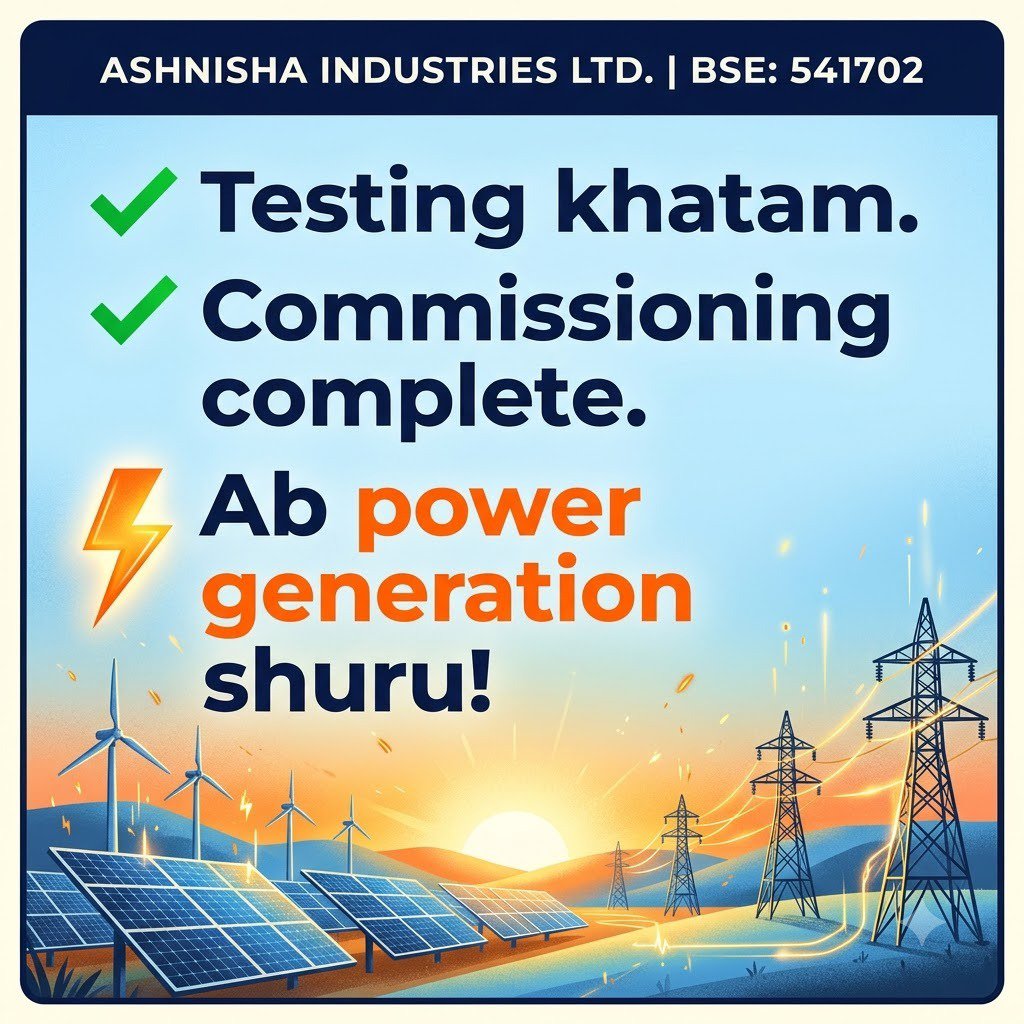Sanju26_'s tweet photo. A NEW PHASE OF BUSINESS EXECUTION! ASHNISHA INDUSTRIES has brought its Gujarat solar plant into operation. Investors can follow upcoming disclosures for details on utilization, costs and financial contribution. #MultibaggerSolarStock https://t.co/Xw9WPOYaXs