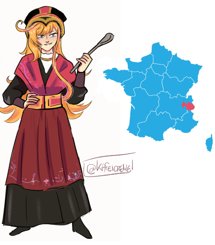 _kafeicreme's tweet photo. FONTAINE AS FRENCH TRADITIONNAL COSTUMES 🇫🇷🥖 (1/?)

Sandrone - Auvergne
Chiori - Bresse (part of Bourgogne, Jura, Auvergne)
Escoffier - Savoie

#GenshinImpact https://t.co/x6Hz2PQVyE