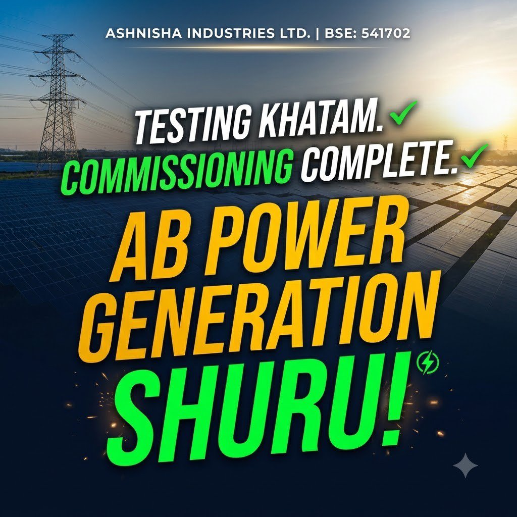 aonu95_'s tweet photo. SOLAR ENERGY TAKES THE NEXT STEP! ASHNISHA INDUSTRIES has begun generating electricity at its commissioned Gujarat facility. The development demonstrates progress in bringing its renewable energy project to life. #MultibaggerSolarStock https://t.co/X5EzAZnVeR