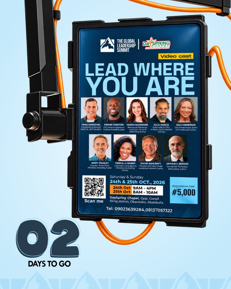DaySpringVLBC's tweet photo. GLS is 2days to go 🥳 🎉 

GLS is an opportunity for us to prepare for the future.

Our vision in DaySpring is to make everyone a great leader. That is why we bring GLS to inspire us. ✨

Scan the bar code to register today. https://t.co/PLgM6h27bf