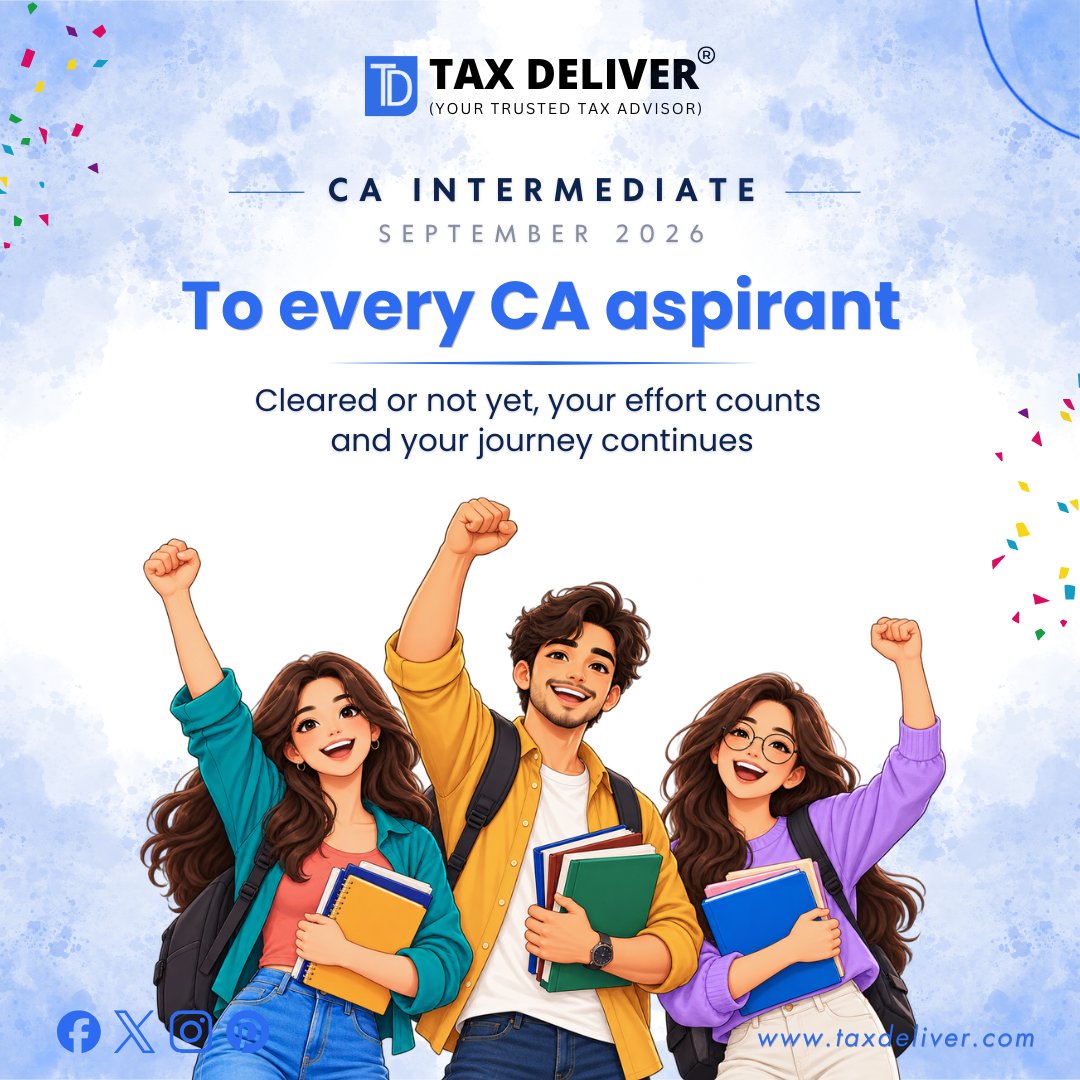 TaxDeliver's tweet photo. Cleared or not yet, your effort counts and your journey continues. Congrats to all CA Inter achievers, and keep going to everyone else. 💙 #CAInter #TaxDeliver #CAInterResults #CharteredAccountant https://t.co/A5oTwxUG7i