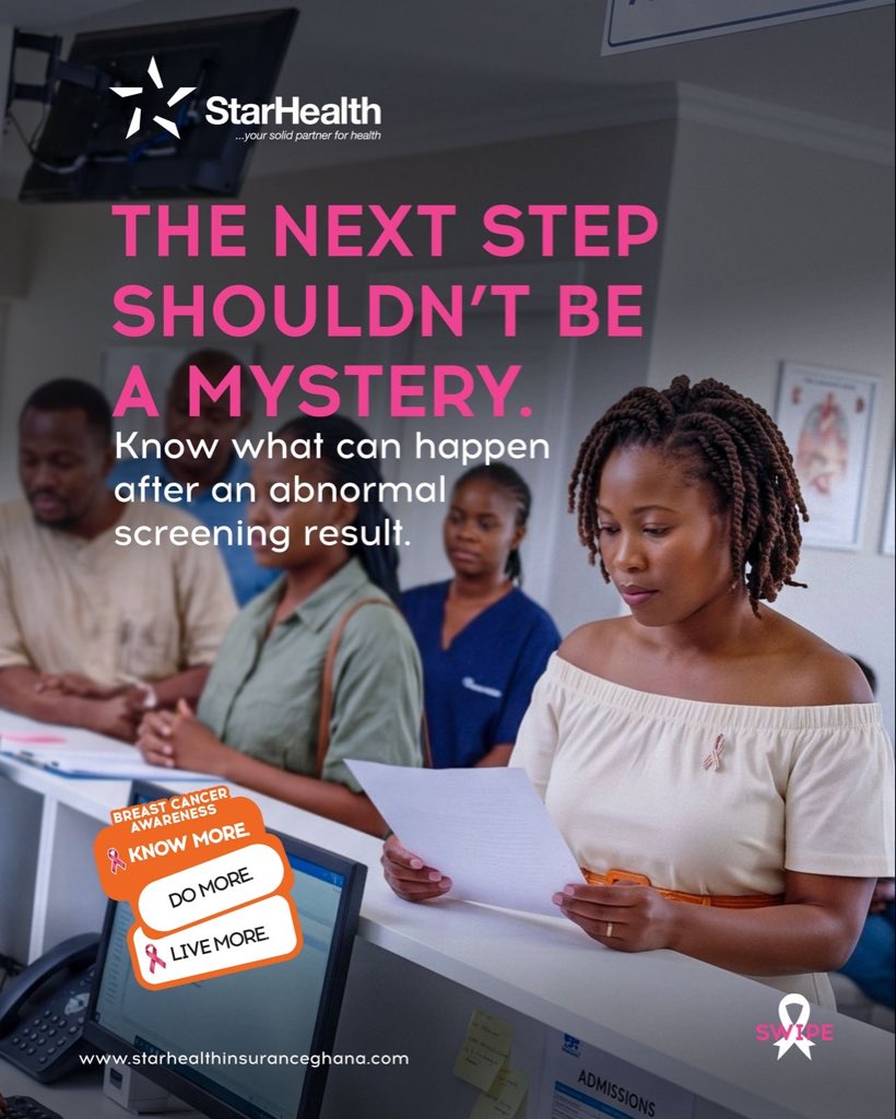 StarHealthGH's tweet photo. An abnormal screening result can raise questions, but knowing what comes next can bring peace of mind. 💗
Swipe through to understand the next steps and why follow-up care matters.

#StarHealth #YourSolidPartnerForHealth #BreastCancerAwareness #EarlyDetection #YourHealthMatters https://t.co/evQCiFH0CD