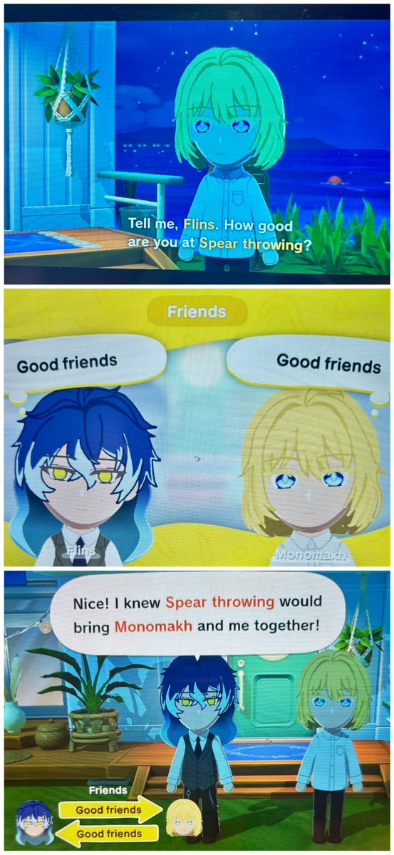 marinealice210's tweet photo. So I made Monomakh and Flins on tomodachi life and these mfs are bonding over SPEAR THROWING https://t.co/pVz8m9cVAm