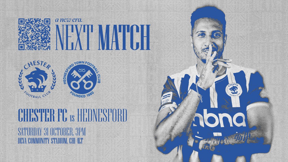 ChesterFC's tweet photo. A clash with the Pitmen. ⚔️

Tickets are on sale ahead of the visit of Hednesford Town to the Deva Community Stadium!

🔗 https://t.co/s25pN8b6HV https://t.co/U2EJcNQiXt