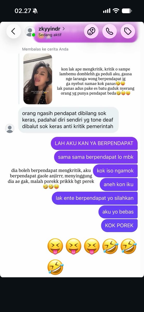 yaaagituiya's tweet photo. @PocongGaib kayanya emang wujud asli penjilat rezim begitu semua ya ngatain presiden gamau tp tiba tiba ngatain org perek cma gara gara speak up soal pemerintah padahal diri sendiri yg kontennya pamer tt semua cihh https://t.co/uxuLA41OB3