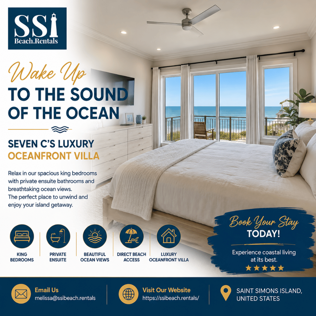 ssibeachrentals's tweet photo. Enjoy luxury at Seven C’s Oceanfront Villa on St. Simons Island! Breathtaking ocean views, king bedrooms and direct beach access.

Save up to 18% when you book direct!

📧 melissa@ssibeach.rentals
📞 813-205-5413
🌐 https://t.co/YnpFMgP1wF

#SevenCsLuxuryOceanfrontVilla #SSIBBeac https://t.co/d6A1ldkBLB