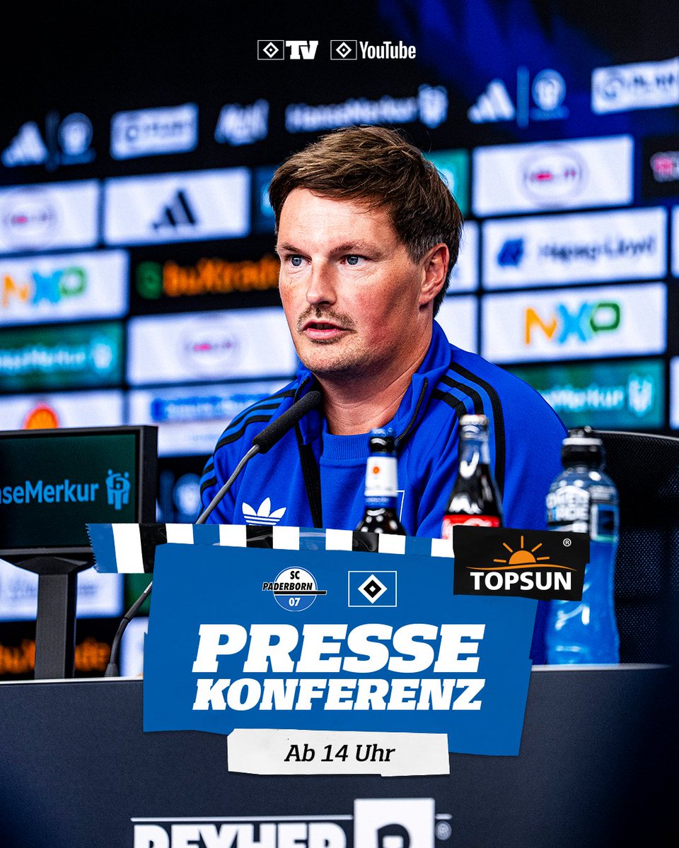 HSV's tweet photo. ⏰ Um 14 Uhr starten wir mit der Pressekonferenz vor unserem Spiel in Paderborn.🎙️

Hier geht's zum Livestream 👉 https://t.co/A46HSGyMKM

#nurderHSV https://t.co/oSEt5clyxz
