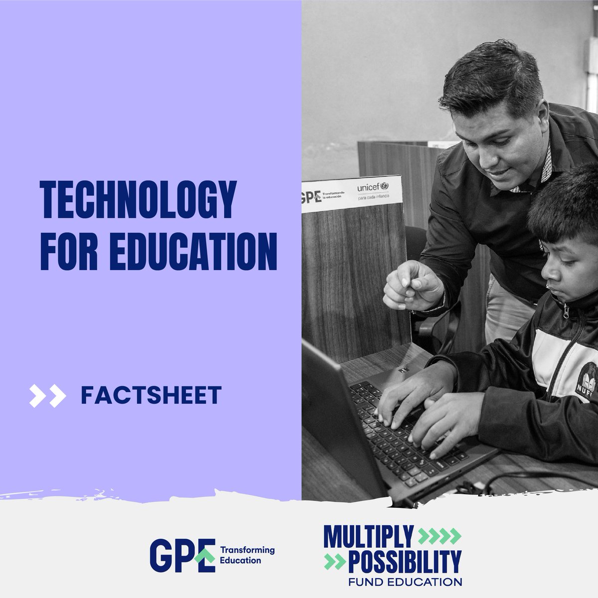 GPforEducation's tweet photo. Technology is a powerful tool to enhance learning with the potential to remove barriers for all children.

Learn about common #Tech4Ed challenges and how GPE works with countries to maintain a focus on equity and bridging the digital divide.

#FundEducation #MultiplyPossibility https://t.co/KXMbHC2HeC