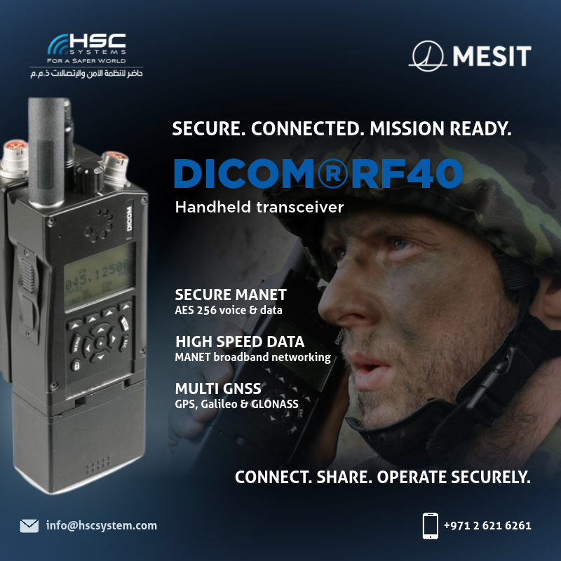 HSCSystem's tweet photo. Secure. Connected. Mission ready. DICOM® RF40 delivers secure MANET voice, data and positioning for tactical operations.

#HSCS 
#forasaferworld #uae #abudhabi #dubai #digitaltransformation
#MESIT #VHFUHF #DICOM #RF40 
#TacticalComms #MANET 
#ملتزمون_ياوطن
#نتصدر_المشهد https://t.co/feale2bZN1