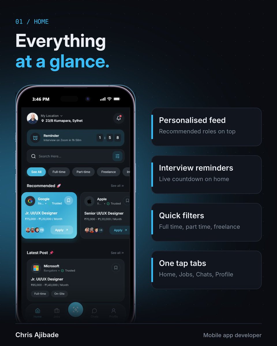 Chris07ajibadeA's tweet photo. Stage 1 of my new app is live.
JobFlow is a job search app built with Expo and React Native, so it runs on iOS and Android from one codebase. Right now it’s live for Expo testing. Store release comes next.
https://t.co/1XWU0k32Ad
#reactnativeapp #Expo #Freelance #BuildInPublic https://t.co/Hv8UEmekr0