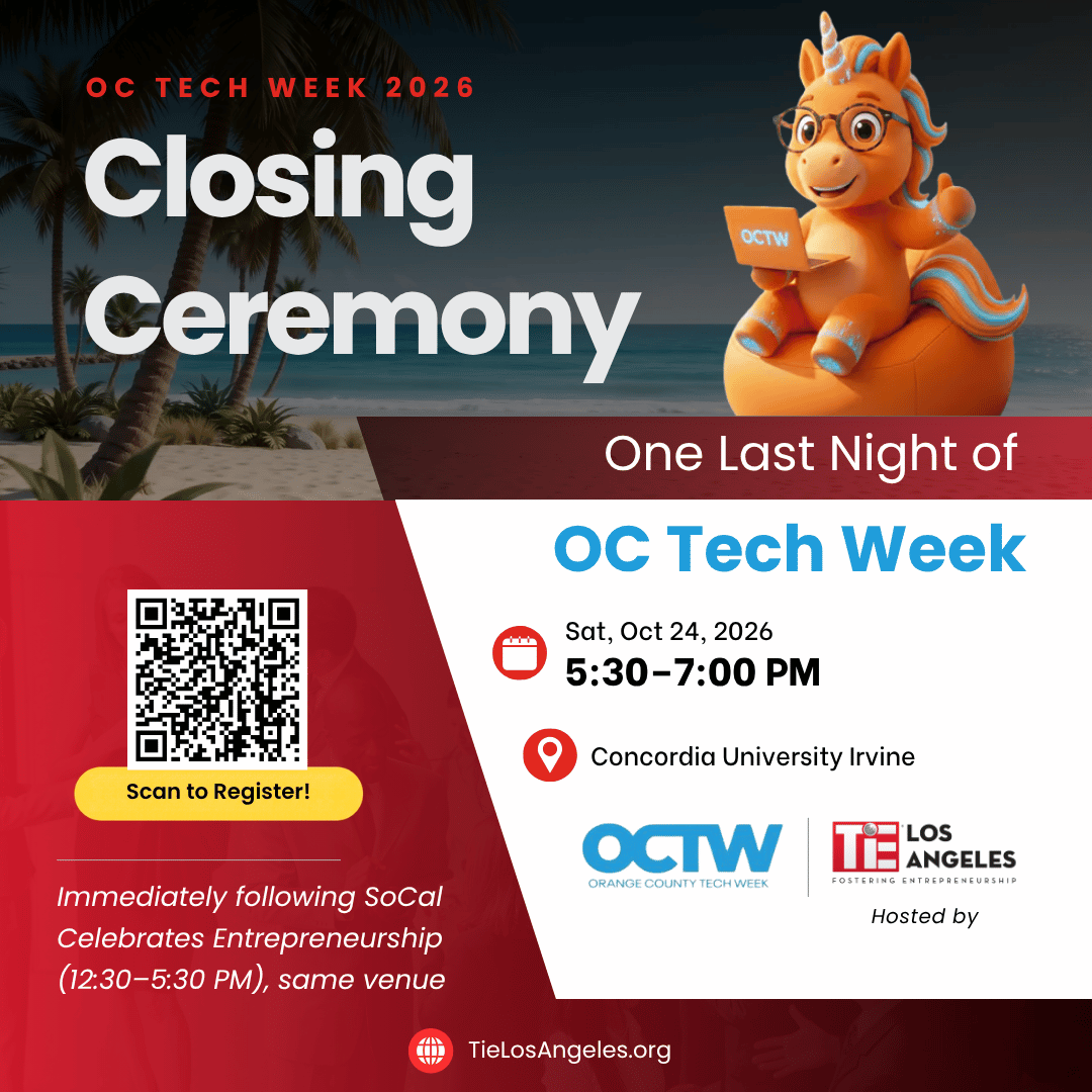 TiELosAngeles's tweet photo. Two days to go! ⏳
Join TiE Los Angeles and the OC community this Saturday, 5:30–7:00 PM PDT.
Spots are limited. If you haven’t registered yet, now’s the time: https://t.co/prvEnfPkh1
#OCTechWeek #TiELA #OrangeCounty #Entrepreneurship https://t.co/uFZOuQn7PO