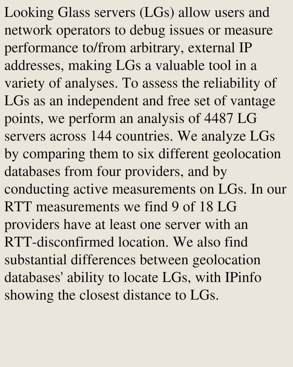 USB's tweet photo. Through the Looking Glass: Analyzing Geolocation Providers Using Looking Glasses and Active Measurements

William Leung, Oliver Gasser
https://t.co/gFxm3qNwI0 [𝚌𝚜.𝙽𝙸] https://t.co/DOzlWotWuY