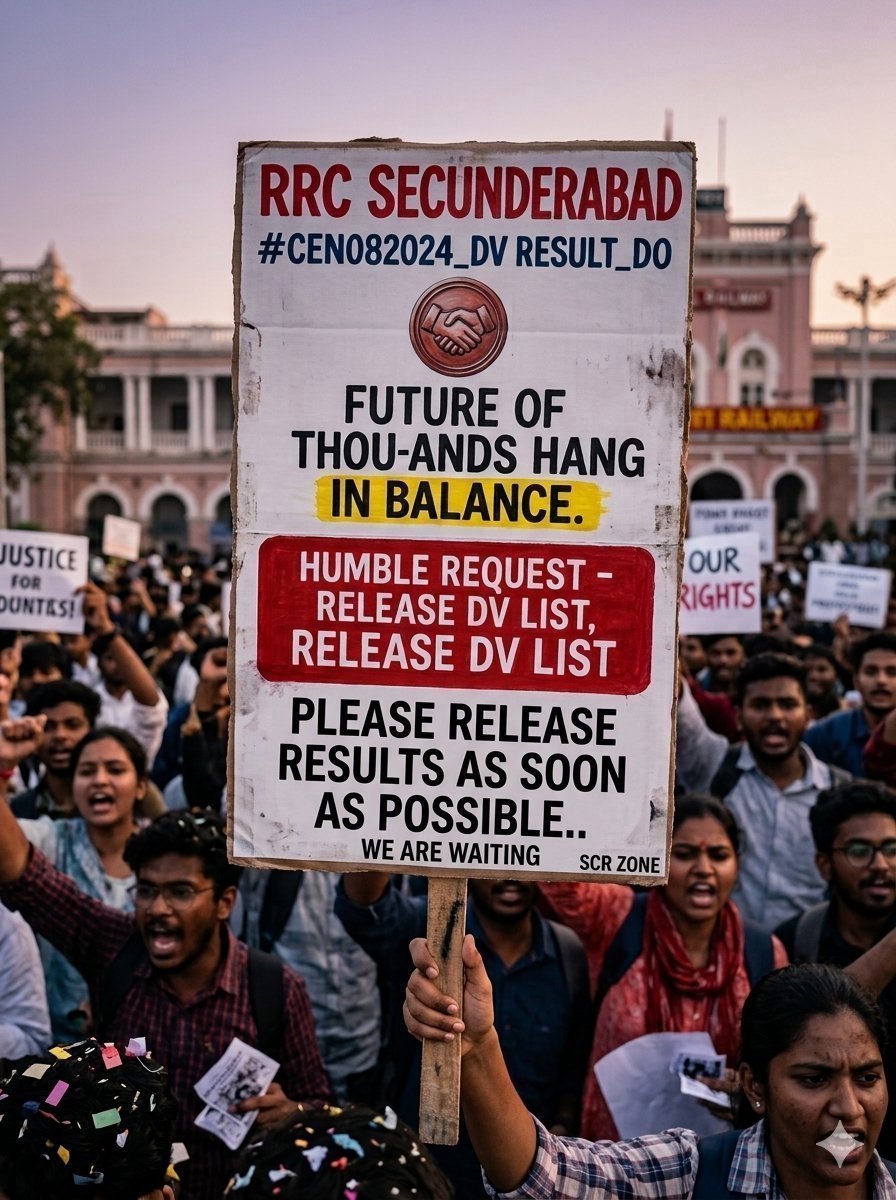 avanish72713847's tweet photo. Please Release Results and DV List of RRB CEN08/2024 RRC Secunderabad Zone as soon as possible
@SCRailwayIndia
#RRCSecunderabad #SouthCentralRailway #SCR
@AshwiniVaishnaw
@Q_ResponseSCR
@gmscrailway
@GMSRailway
@drmhyb
@drmsecunderabad
@RailMinIndia https://t.co/6aqZ9hNgQZ