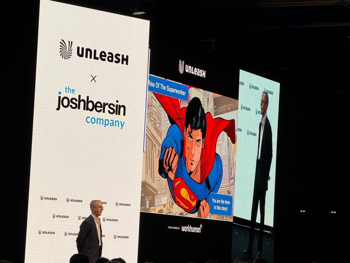 Xperience_HR's tweet photo. UNLEASH World, day two. Josh Bersin shared his vision for HR in 2030: a network of AI agents working alongside people, managed like a workforce with goals, guardrails and trusted data. HR's role is growing, not shrinking. #UNLEASHWorld #HRTech #FutureOfWork #JoshBersin https://t.co/hZWnZGQCZY