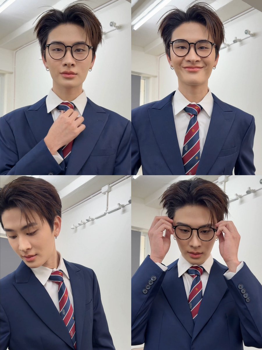 melrymaw's tweet photo. น้องไทยแต่งเป็นพี่ยู ใส่แว่นละเหมือนมาก 😹👔 https://t.co/sms0afiKbs