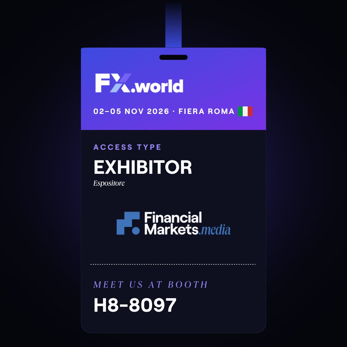 FMM_Agency's tweet photo. Roma, arriviamo! 🇮🇹
We’re exhibiting at @FX__world  2026, part of @SiGMAworld_   🙌
📅 2–5 Nov | Fiera Roma
📍 Booth H8-8097

Attending? Come say hi 👋

#FXworld2026 #SiGMAWorld #Fintech https://t.co/ieDLGTvEqu