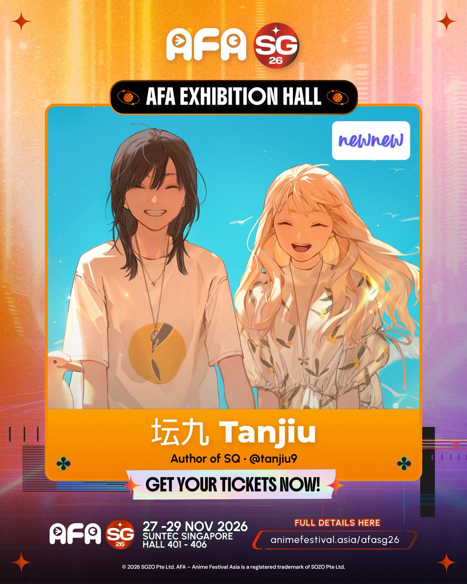 animefestasia's tweet photo. #AFASG26 Meet Tanjiu (坛九), creator of the award-winning manga SQ, at her FIRST EVER overseas autograph session! 📚

Catch her at the newnewonline booth during AFA SG26 (27-29 Nov). Don't miss it!

🎟️ https://t.co/9S7dqcfFUw

#AnimeFestivalAsia #Tanjiu #SQ https://t.co/qm1GMfuDqO