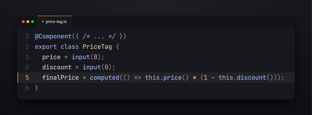 Armandotrue's tweet photo. It surprises me to still see apps having `ngOnChanges` used.

Please switch to computed signals; signal graphs are much, much easier to reason about than imperative code https://t.co/7r8WGEESXs