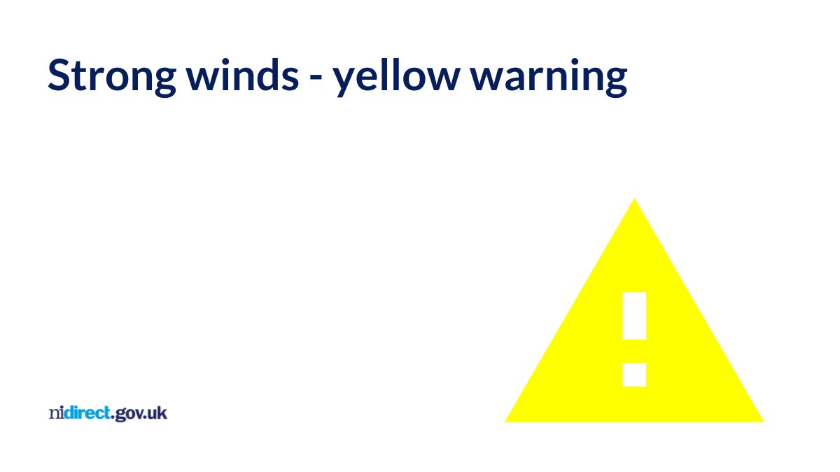 nidirect's tweet photo. There is a @metofficeni strong winds weather warning from 6pm Saturday 24 Oct until 3pm Sunday, #StormBoelo.
Injuries or danger to life, travel delays, large waves at coasts,power cuts,buildings damage,fallen trees possible.
Info/advice: https://t.co/B3o8SX1hbP
@deptinfra @mea_bc https://t.co/ONpRBQhfky
