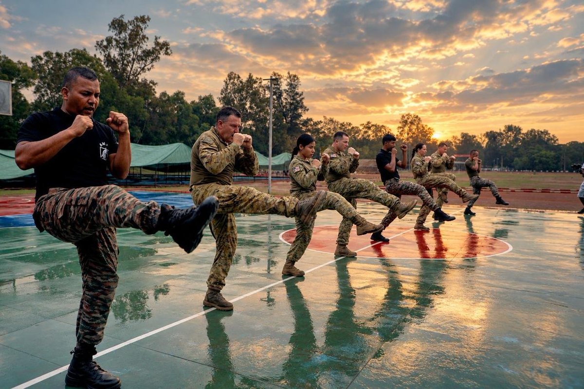 Wangu_News18's tweet photo. Training Together, Operating Together! 🇮🇳🤝🇦🇺

Indian and Australian Army troops sharpen combat skills during Exercise #AUSTRAHIND 2026, training across jungle, island and coastal terrain. From combat swimming and ambush drills to drone manoeuvring, the exercise boosts interoperability, combat readiness and defence cooperation between the two nations.