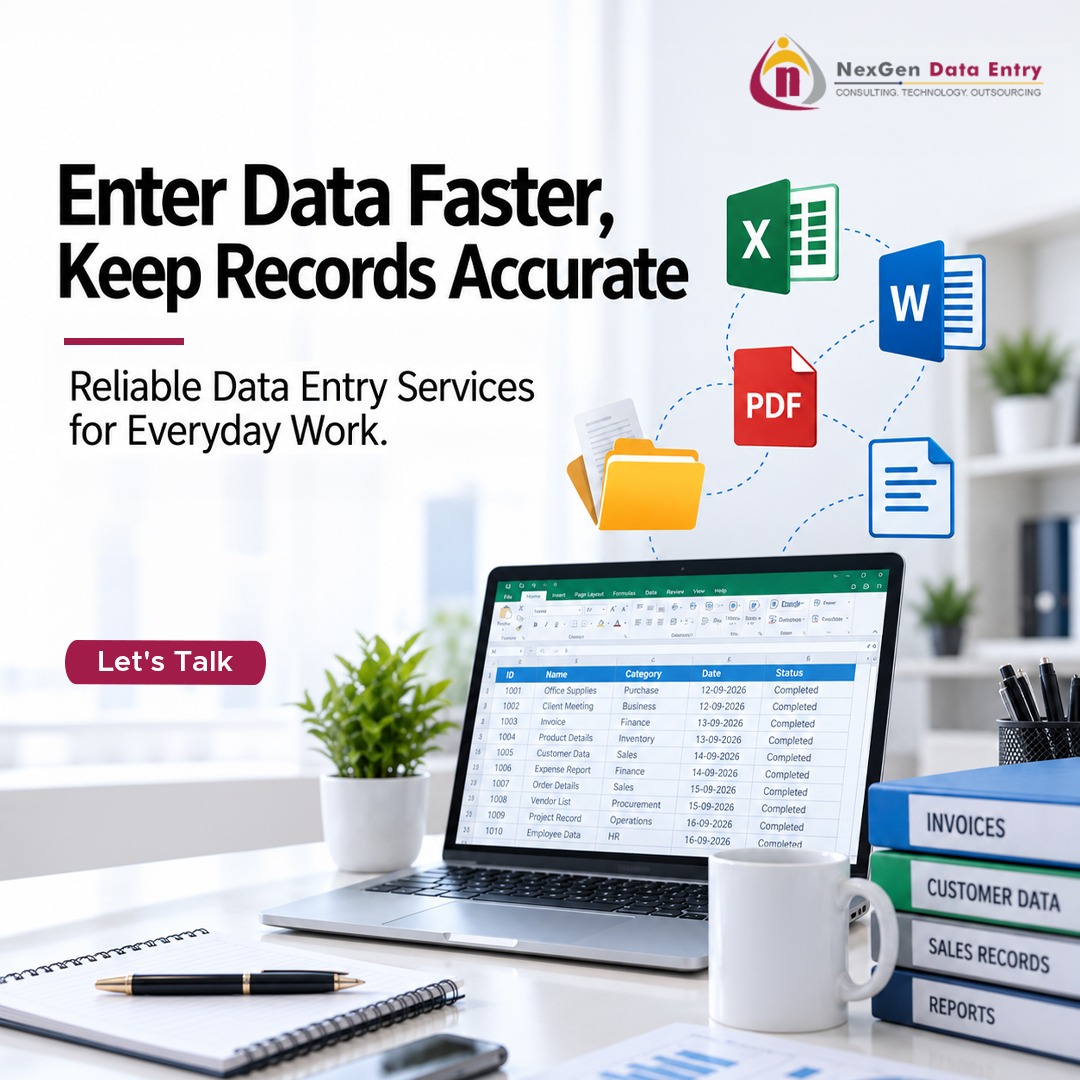 nexgendataentry's tweet photo. 🗂️ Enter data faster. Keep records accurate.
Improve record organization and reduce manual workload with reliable data entry services from NexGen Data Entry. ✅
#DataEntryServices #NexGenDataEntry #DataManagement #DataProcessing https://t.co/g0xt6vLmeG