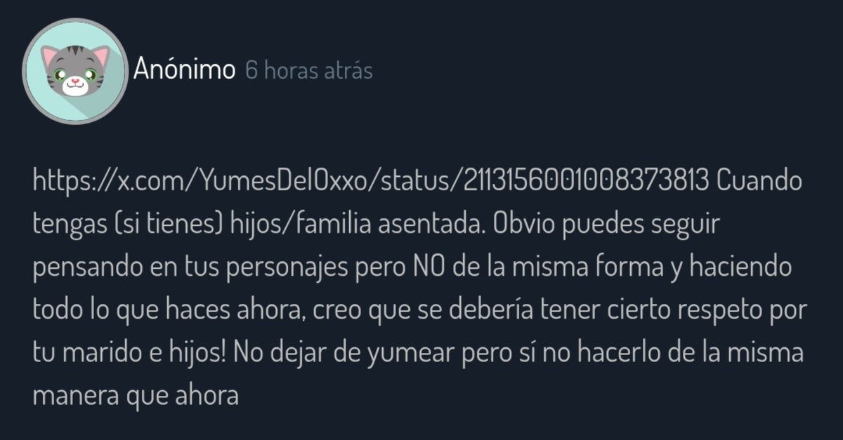 YumesDelOxxo's tweet photo. 𝑨𝒏𝒐𝒏୭ ᵎᵎ

No te digo esto a malas pero estas imaginando un escenario heteronormativo y en parte conservativo en un subtwt donde el 80% son queers y/o no queremos tener hijos
Es una situación muy improbable y me cuesta entender porqué le darías tanta importancia + https://t.co/DD1fpxXM1L