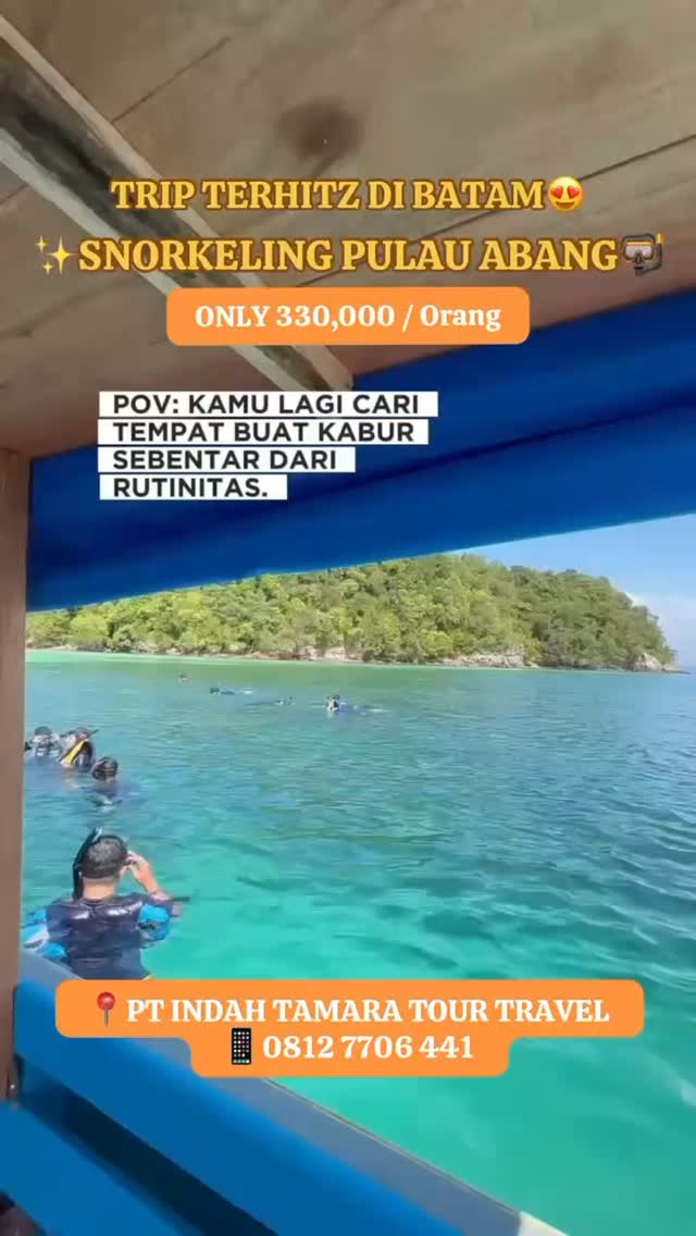 AShRFsArhane's tweet photo. Satu hari untuk bikin mood balik lagi. Nikmati laut sebening kaca, ikan warna-warni, angin sejuk, dan momen seru di Open Trip Snorkeling Pulau Abang. Promo Rp330. 000/pax. Transportasi tambah Rp60. 000/pax. Pilih tanggalmu, booking sebelum penuh. https://t.co/vTI9lhjbQ4