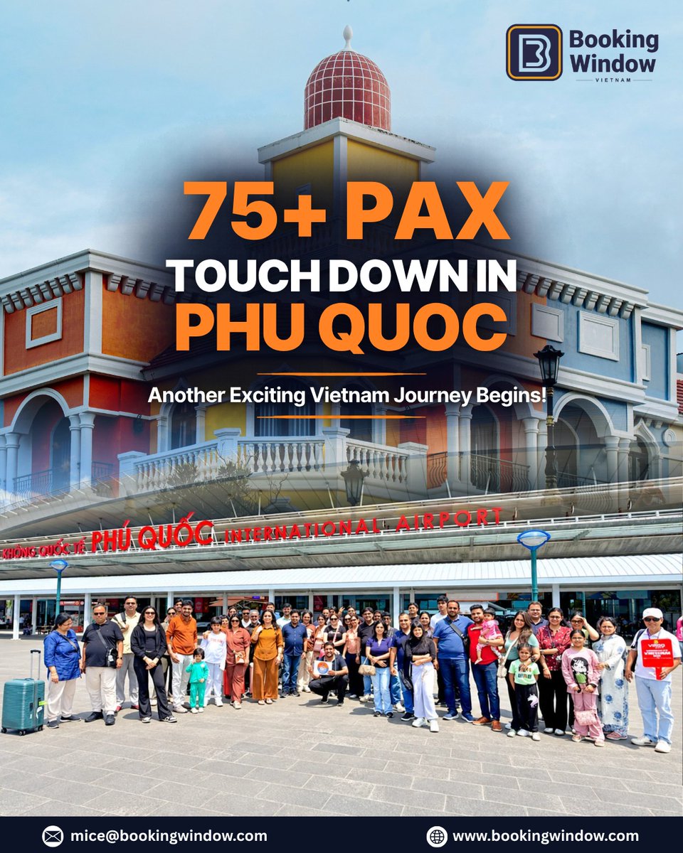 alamchimanskui's tweet photo. 75+ guests, one seamless Phu Quoc journey. From touchdown to on-ground coordination, Booking Window DMC delivers smooth arrivals and memorable group experiences. Big groups. Flawless execution. https://t.co/af6tFZYmaA