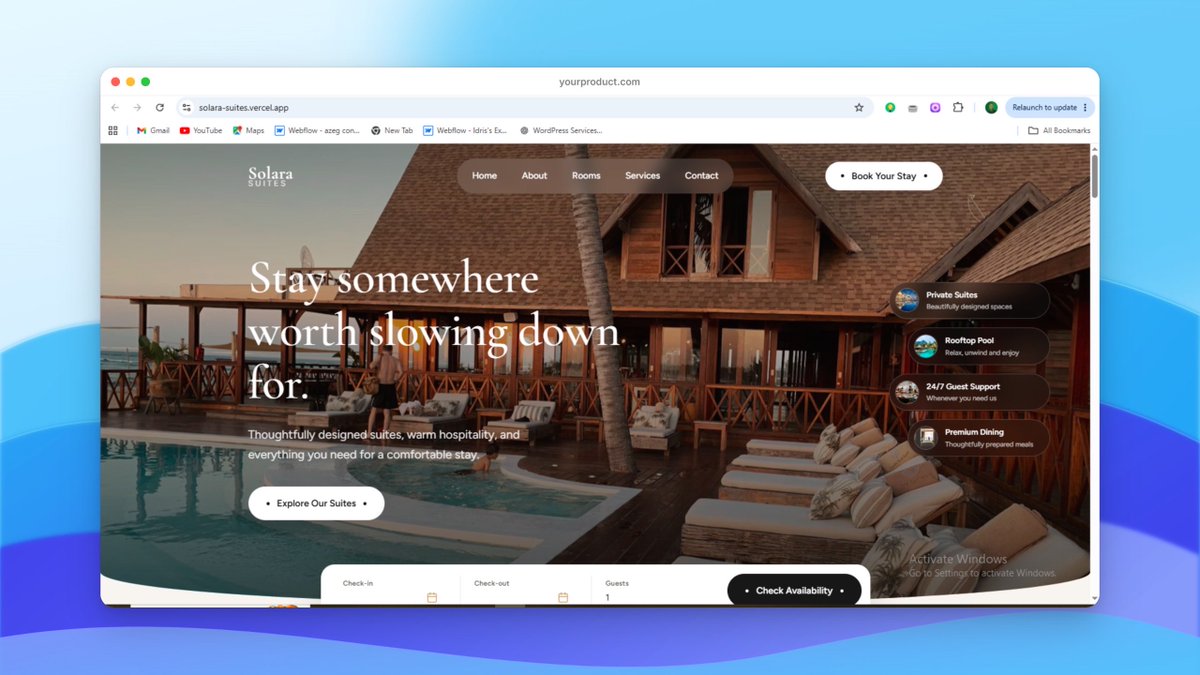 drizzz_design's tweet photo. Just wrapped up a hotel and resort website designed to make booking a stay simple and seamless.

From exploring rooms and amenities to checking availability and making reservations, guests can do it all in one place.

#WebDesign #WebDevelopment #HotelWebsite #Hospitality #drizzz https://t.co/efLXYm4Evj