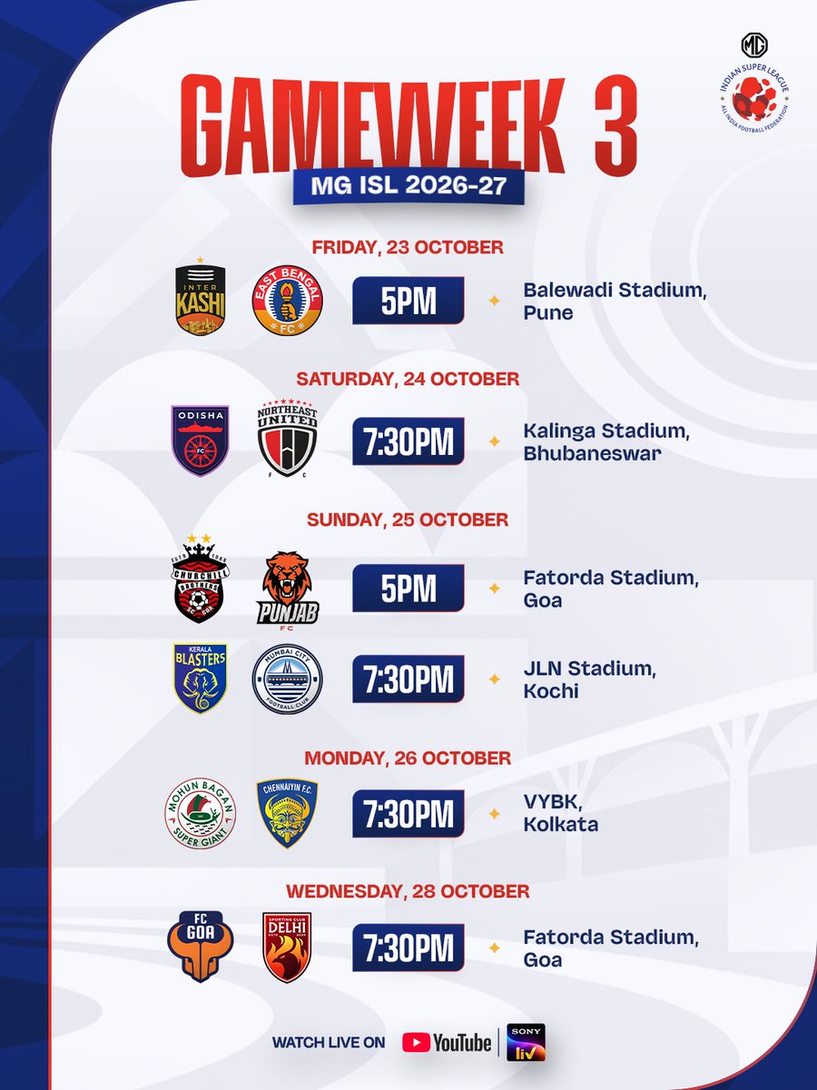 IndSuperLeague's tweet photo. Fixtures locked in for GW 3. 🔒

Let's get ready to rumble. 💥

#MGISL13 #WeAreOpen https://t.co/skyYd62Zdx