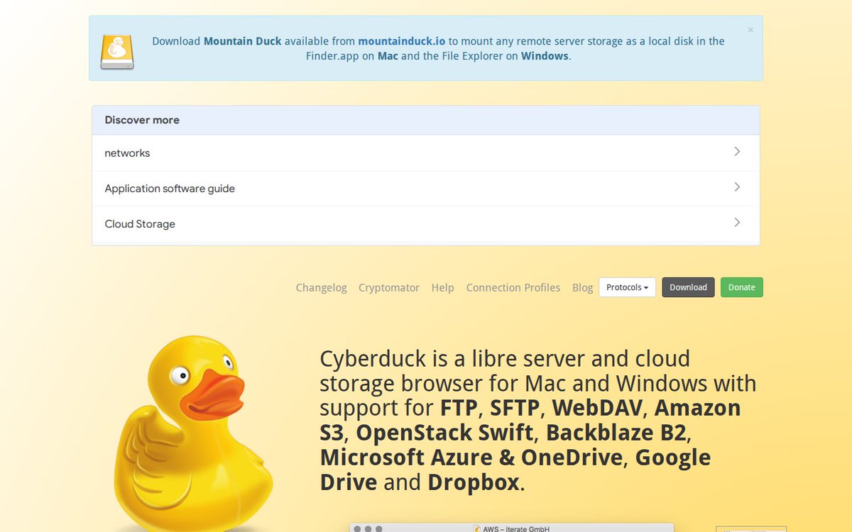 cyberspacework's tweet photo. Cyberduck. Run it yourself.

Cyberduck is a open-source file management. File transfer client for FTP, SFTP, WebDAV, S3, Azure, OneDrive, and other storage services.

→ Full source available on th...

#opensource #selfhosted #filemanagement https://t.co/LQyxZ6ukYK