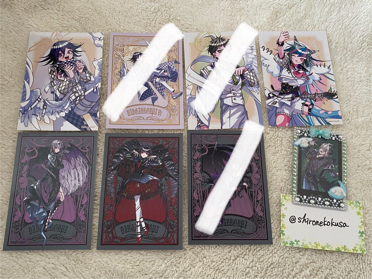 shironekokusa's tweet photo. [交換] ダンガンロンパ  天使と悪魔 ブロマイド Ani-Frame イラストカード 

譲: 画像 王馬、日向、澪田、霧切、セレス、腐川、舞園

求: ブロマ:狛枝(寄り)
      イラカ:最原

検索からもお気軽にお声がけ下さいませ。
※固定のご確認お願いします🙇‍♂️ https://t.co/TUjBYLNg6g