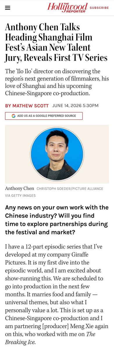 pp_paipaistar's tweet photo. อ่านจากสัมผู้กำกับ​Anthony Chen ซีรี่ส์เป็นโปรเจกต์ร่วมทุนสร้างระหว่างจีนและสิงคโปร์ และร่วมมือกับโปรดิวเซอร์Meng Xie ในเรื่อง The Breaking Ice ที่แพทเคยแนะนำซีรี่ส์ตอนปี 2023 เอาจริงๆคอยเนคชันค่สยใหม่แพทก็ทำถึงอยู่นะ https://t.co/jNnHxiZC2h