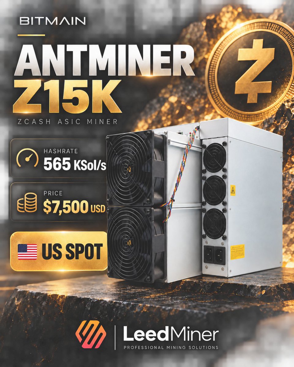 NicolaLeedMiner's tweet photo. ⚡ ANTMINER Z15K | 565 KSol/s
🇺🇸 U.S. spot stock — ready for fast shipping 🚚
💰$7,500 — no additional fees

⏳ Limited units available
📱 WhatsApp: +86-18923751787
✈️ Telegram: @Nicola_LeedMiner

#AntminerZ15K #ZcashMining #ZEC #CryptoMining #ASICMiner #USStock #MiningHardware https://t.co/YMBp3GPPGA