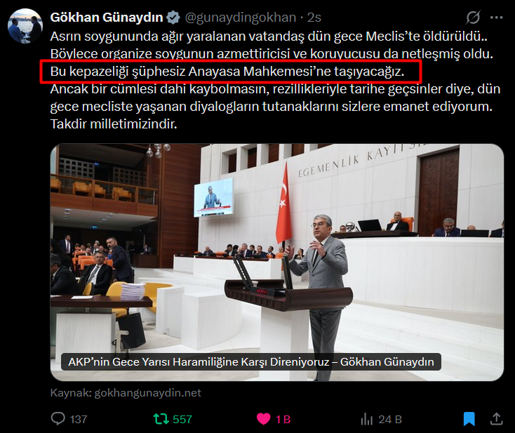 fonunmagdurlari's tweet photo. #SONDAKİKA | Ana Muhalefet Partisi YENİ Parti Milletvekili Gökhan Günaydın fon kanunu 'kepazeliğini' Anayasa Mahkemesi'ne taşıyacaklarını bildirdi...

SADECE MAĞDURLAR DEĞİL TÜM TÜRK YATIRIMCILAR OLARAK ARKANIZDAYIZ.

BU SADECE FON MESELESİ DEĞİLDİR, BUGÜN FON MAĞDURUNUN BAŞINA GELEN HUKUKSUZLUK YARIN BAŞKASININ BAŞINA BAŞKA KONUDA GELİR. BAŞTAN HİÇ BİRİNE İZİN VERMEYECEĞİZ.

BU KANUN TASLAĞI İLE TAKAS KESİNLİĞİ GİBİ KANUNLARIN GÖRMEZDEN GELİNMESİ YÜZÜNDEN ULUSLARARASI EKONOMİK KÜME DÜŞME RİSKİNİN ARTMASI VE YABANCI SERMAYENİN KAÇACAK OLMASINDAN BAHSETMİYORUM BİLE.

#FonzedeyiDinleYoksaOyYok #KirmiziCizgimizAnaParaTUFE #CevdetYilmazistifaEt
