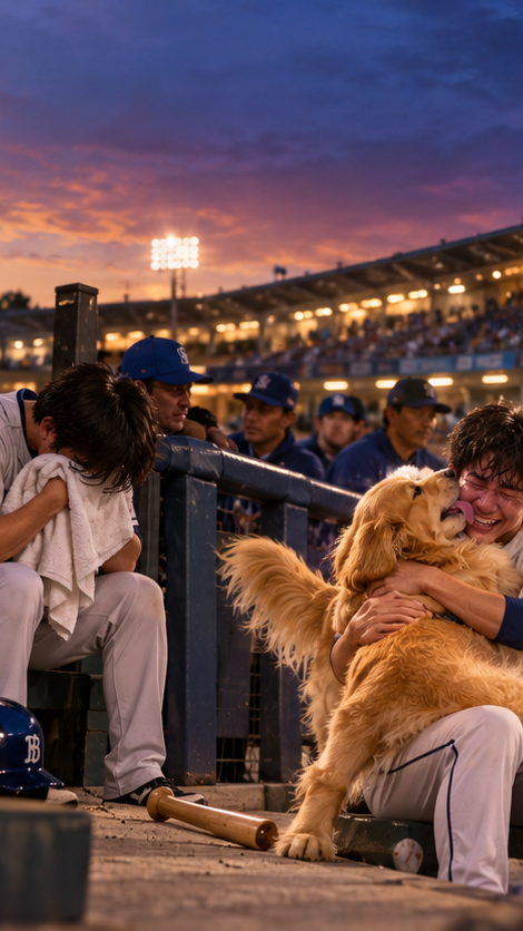 japan_nobunaga's tweet photo. At a minor league baseball game in North Carolina, the most famous warrior on the field was not a baseball player.

It was a two year old Golden Retriever named Rookie whose duty was to carry wooden bats back to the dugout.

Rookie was terrible at his duty.

In the first inning, he sprinted to home plate, ignored the bat, stole the umpire's dirt brush out of his pocket, and ran a victory lap around all four bases while four thousand people lost their minds.

In the third inning, he stopped behind second base and rolled onto his back until the opposing shortstop scratched his belly.

In my country, an undisciplined retainer is dismissed. Here, they put his face on caps.

In the eighth inning, a nineteen year old rookie player struck out for the fourth time that night.

He walked into the dugout, threw his helmet down, sat on the bottom step in the shadows, and buried his face in a white towel so the cameras would not see him crying.

Even his coaches were afraid to speak to him.

Rookie did not care about batting averages.

With a pine tar bat still sideways in his jaws, the golden dog trotted straight down the concrete steps, dropped the bat with a clatter, and shoved his wet nose right under the boy's towel.

He climbed entirely into the teenager's lap, all seventy pounds of him, and licked the salt off his face until the boy wrapped both arms around the dog's neck and started laughing through his tears.

The stadium camera put them on the giant screen in center field.

Four thousand fans stood up and cheered louder for a boy hugging a dog after a strikeout than they did for any home run.

A sword can win a battle, but only a golden dog knows how to rescue a defeated warrior in front of four thousand witnesses.