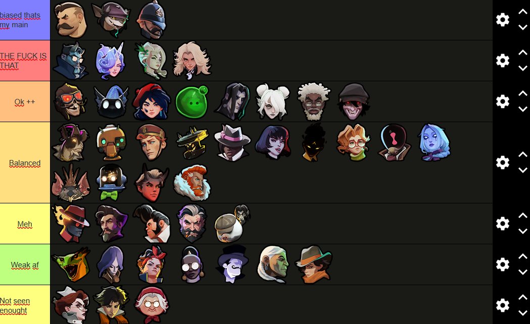 Draw_Mu's tweet photo. Deadlock tier liste after 60H 
Saw a lot of them less than 4 time (everyone under "balanced")
so it's just based on my experience atm https://t.co/HAlJoxsvKj