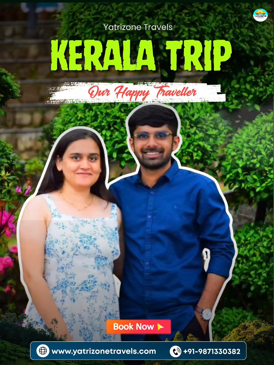 AyleenNavarro1's tweet photo. Happy travellers, happy memories in Kerala. Thank you, Mr. Dhruvit Patel, for choosing Yatrizone Travels for your 6 Nights/7 Days Kerala holiday. From tea gardens to backwaters, every moment was unforgettable. https://t.co/MiBEUG8UKi