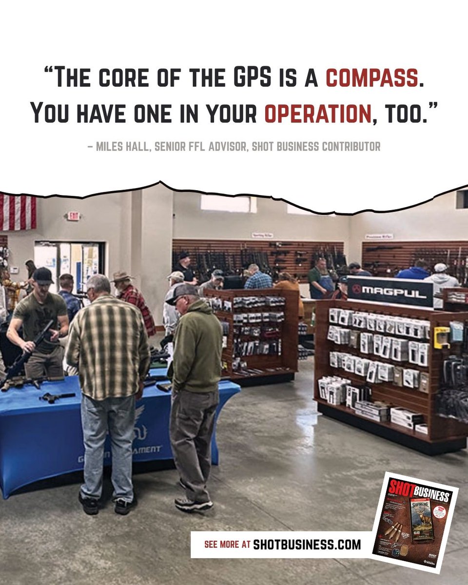 NSSF's tweet photo. Are you steering your business with data or relying on a hunch? Miles Hall explains why every operation needs a "business compass" to help identify opportunities, track progress and make smarter decisions.

Read more at SHOT Business.

https://t.co/KBRolxptG8

#SHOTBusiness #ShootingSports