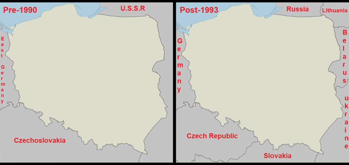 TrueSizeOfMaps's tweet photo. None of the countries that surrounded Poland before 1990 exist today https://t.co/IQ13v7DSIe