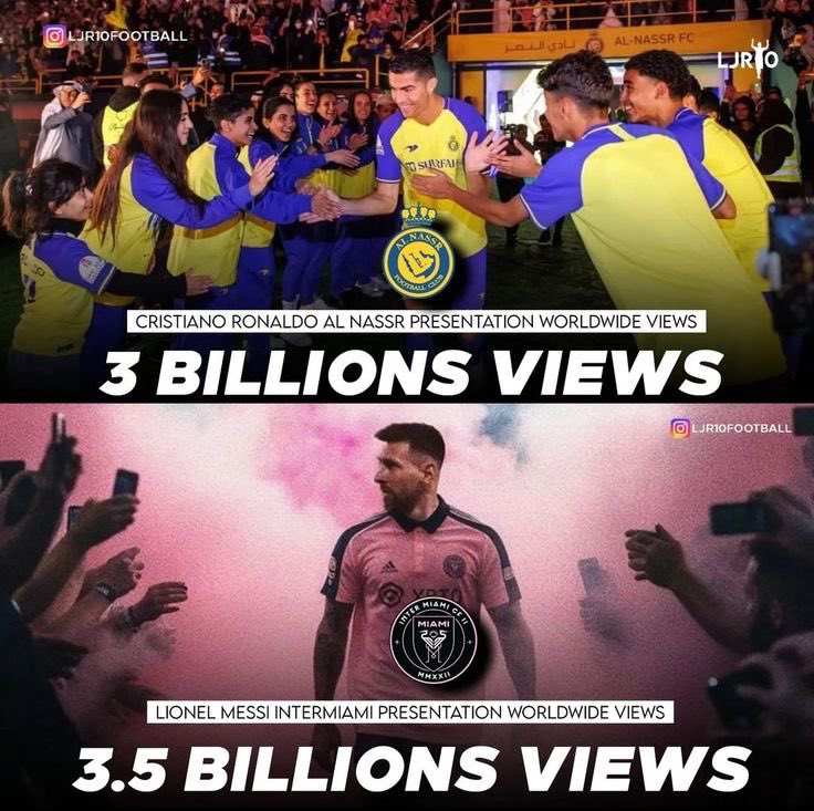 successutd_'s tweet photo. Ronaldo is an influencer and a streamer, yet his presentation at Al Nassr couldn’t outshine that of the Greatest Player of All Time 🐐

There’s a huge difference between being the  greatest player of all time 🐐and being a streamer.🤡 https://t.co/IChrcwqYmK