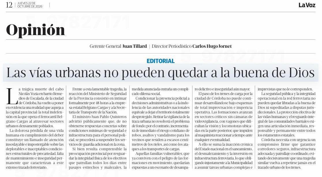 QuinterosJP's tweet photo. Las vías urbanas no pueden quedar a la buena de Dios. Las rutas nacionales tampoco.

El Gobierno nacional no puede desentenderse de sus responsabilidades y pretender que las provincias respondamos por todo.

Nuestros policías ponen el cuerpo todos los días. Atienden un parto, asisten a una persona en crisis, reaniman a un vecino y contienen a una familia. Pero su compromiso no puede ser la excusa para que otros dejen de cumplir sus obligaciones. Un patrullero no reemplaza el mantenimiento de una vía, la atención médica ni la educación que empieza en casa. Detrás de cada decisión económica hay personas, y su cuidado no puede quedar afuera de ninguna cuenta. Exigir condiciones de seguridad para nuestros policías y los vecinos es una obligación que no voy a resignar.

Achiquemos el Estado sin agrandar el abandono. Hagámoslo más eficiente, sin que deje de cumplir sus responsabilidades.