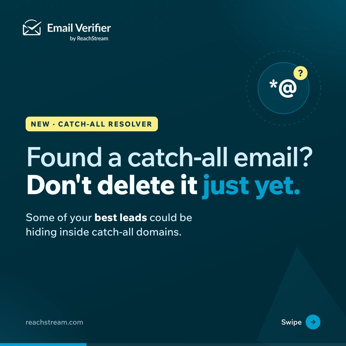 Reach_Stream's tweet photo. Found a catch-all email? Don’t delete it just yet.

ReachStream’s Catch-All Resolver helps identify emails that are likely deliverable.

Get 100 free credits to get started: https://t.co/tqZ7Tiz2Ha

#EmailVerification #B2BProspecting https://t.co/f6wcmZLNDi