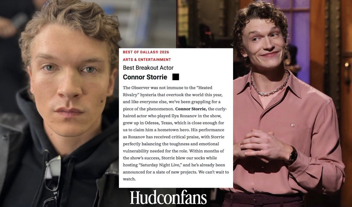 hudconfans's tweet photo. CONNOR STORRIE, BEST BREAKOUT ACTOR! 🏆❤️

Connor has been named Best Breakout Actor by the Dallas Observer in its Best of Dallas 2026! So proud of him and everything he’s accomplishing. 

🔗 https://t.co/1vgZIBnlqY https://t.co/7VNcx04bUd